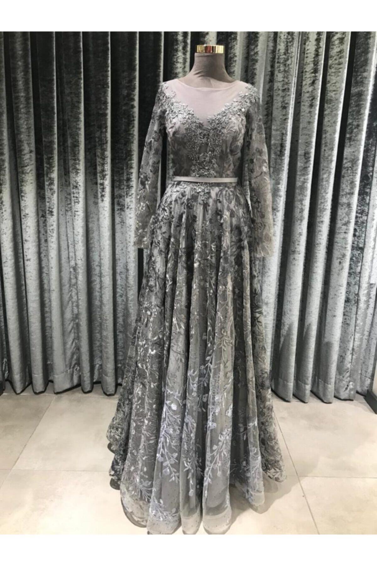 event sposa Kadın Gri Abiye Nişanlık