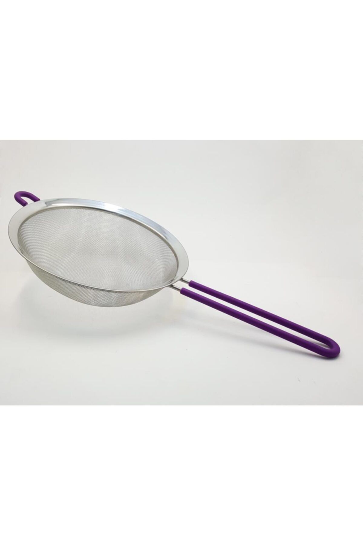 evvehediyelikesya Paslanmaz Çelik Mor Silikon Saplı Bakliyat Süzgeci 12 Cm