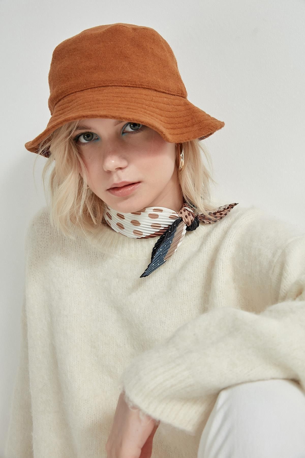YLondon Unisex Camel Kaşe Bucket Şapka 13501