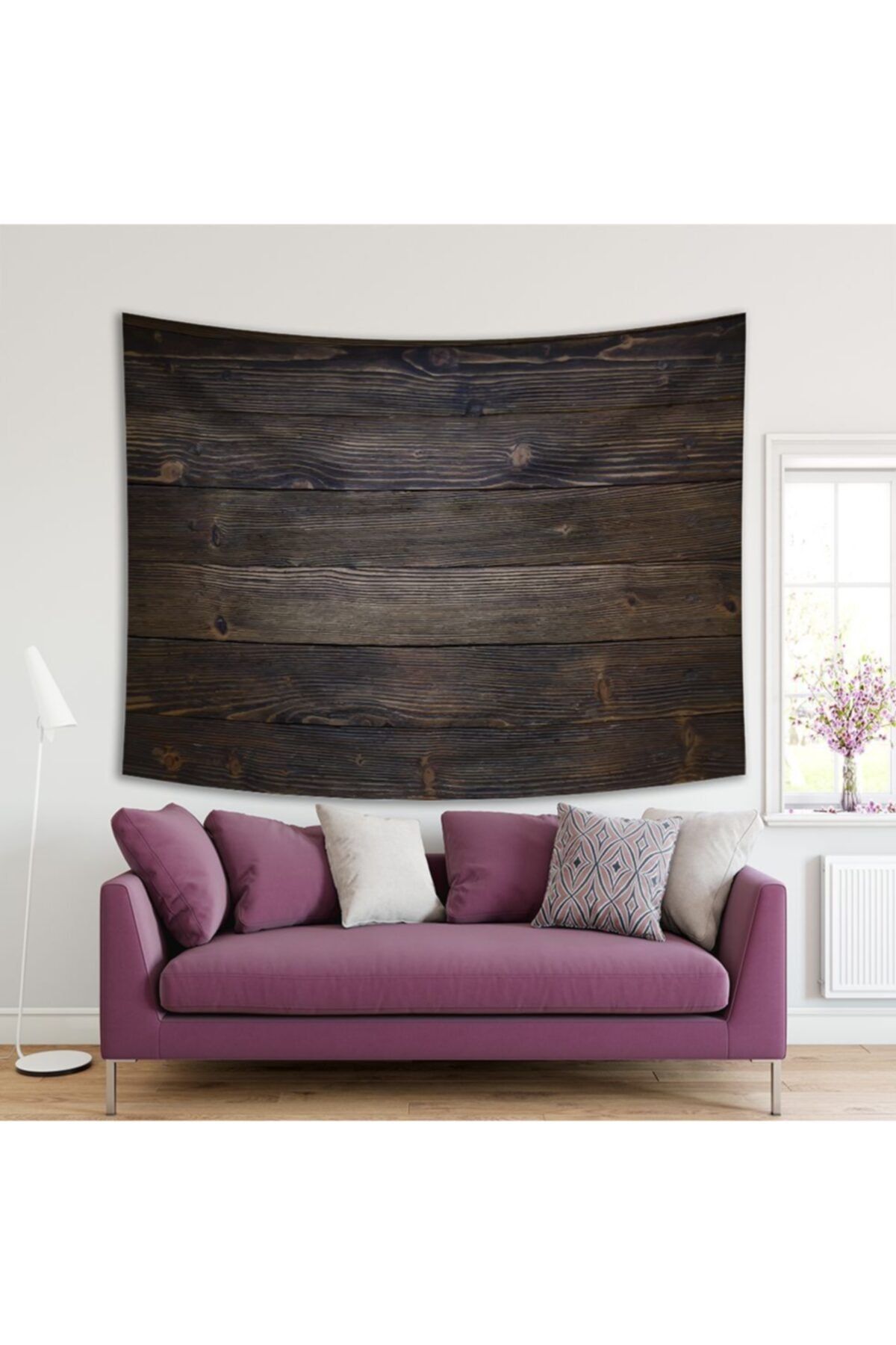 Henge Home Baskılı Duvar Örtüsü Ahşap Deseni Kahverengi