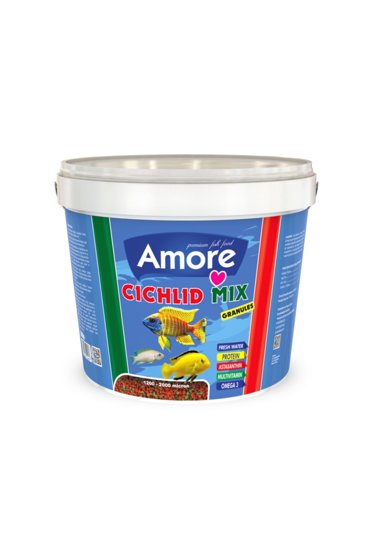AMORE Cichlid Mix Granules 3 Kg Malawi Amerikan Tanganyika Ciklet Protein Spirulina Kova Balık Yemi