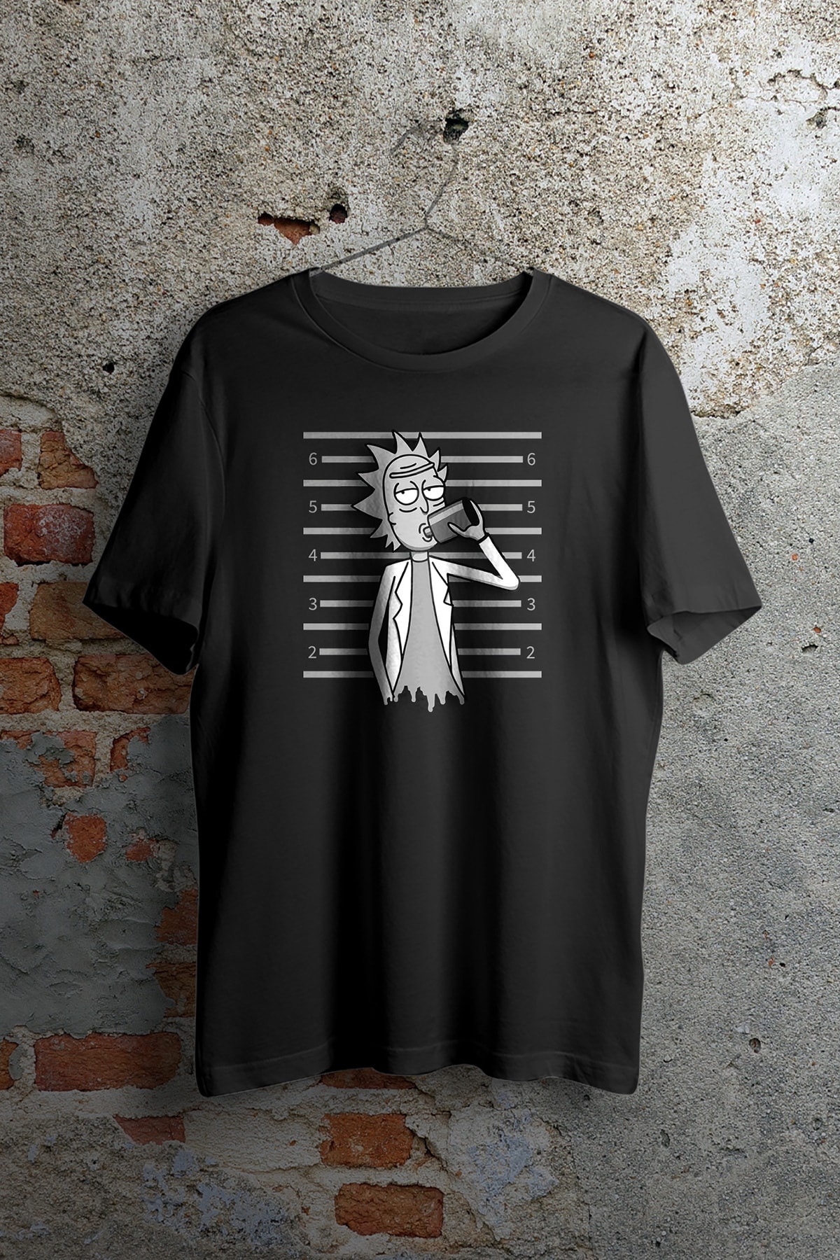 WePOD Rick And Morty Mugshot Siyah Unisex Tshirt