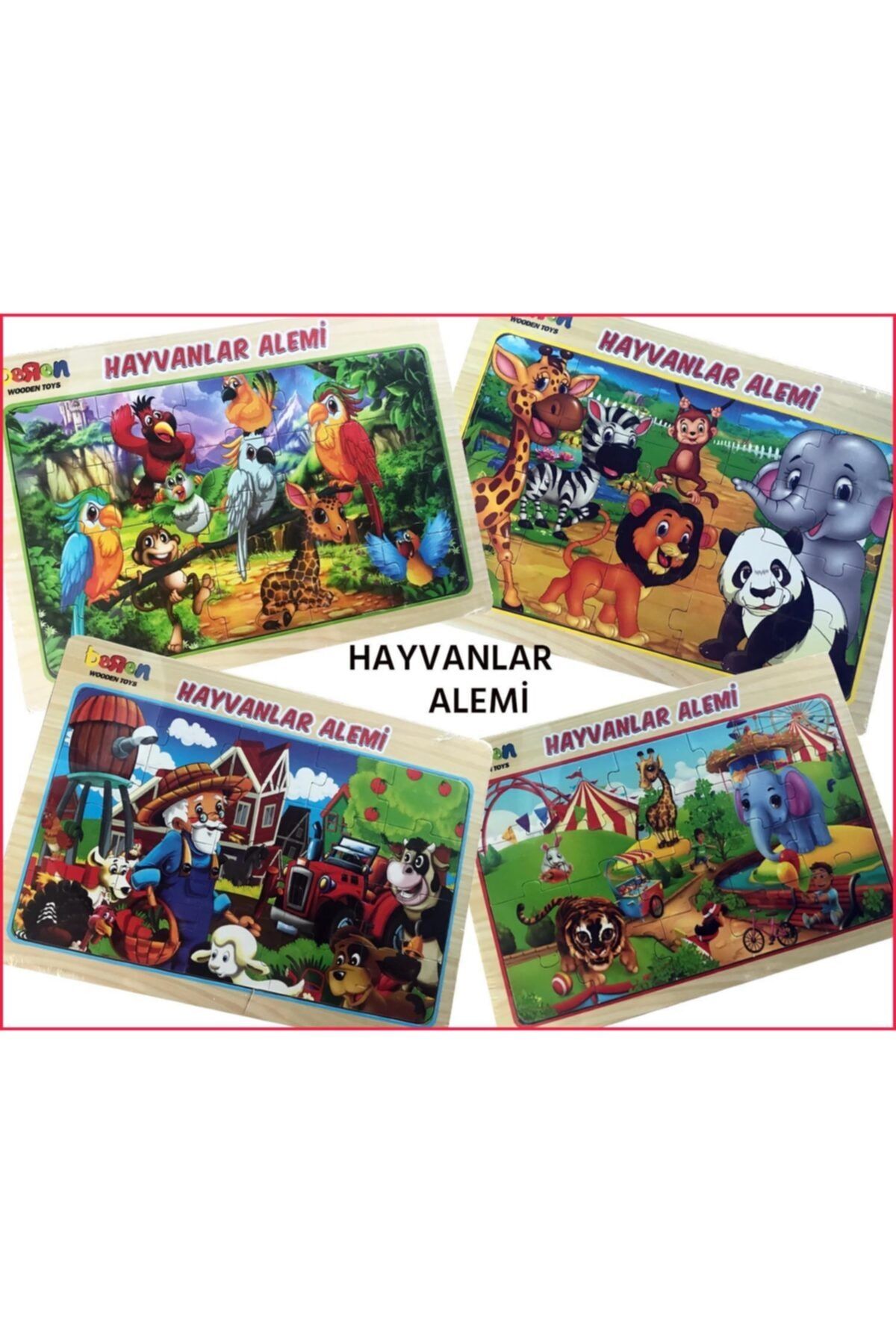 Sole 4 Farklı Puzzle'dan Oluşan 20 Parçalı Hayvanlar Alemi 4'lü Set