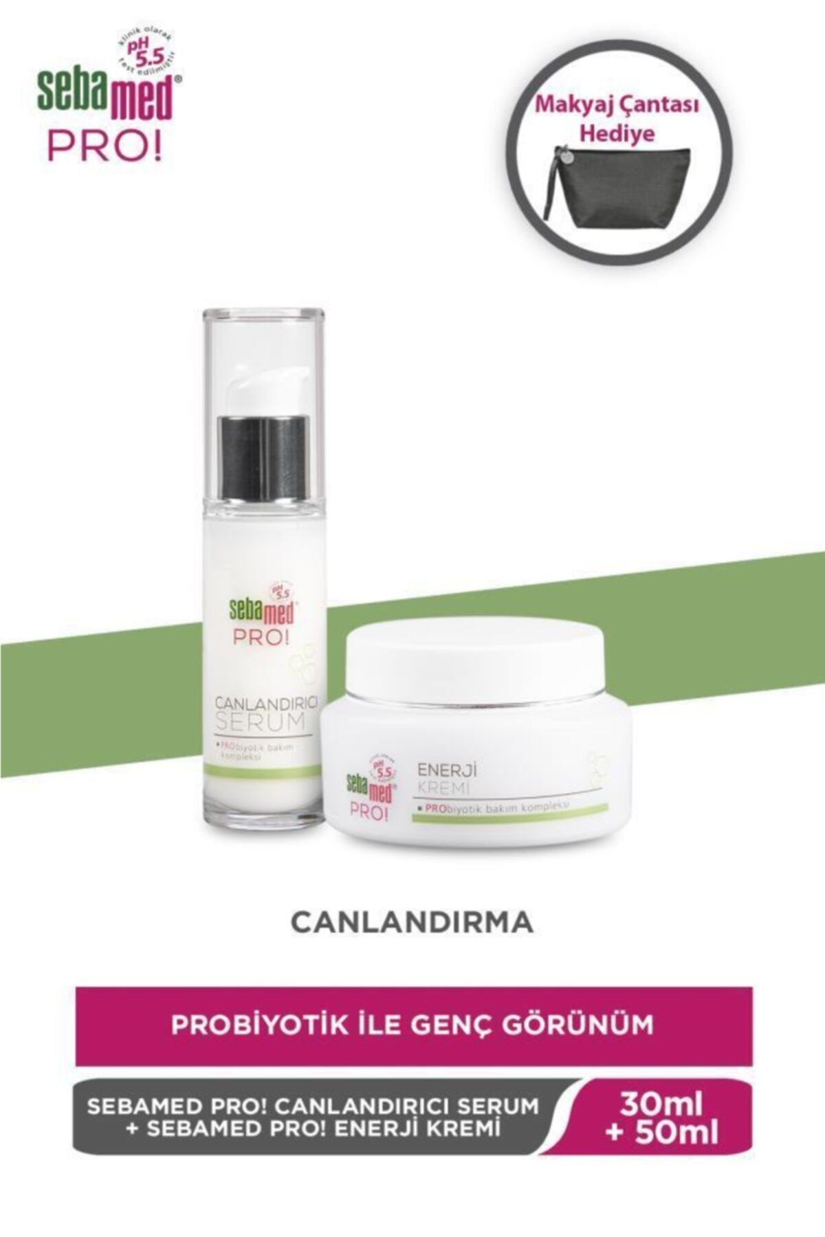 Sebamed Pro!canlandırıcı Paket- Pro!enerji Kremi 50ml+canlandırıcı Serum 30ml+makyaj Çanta
