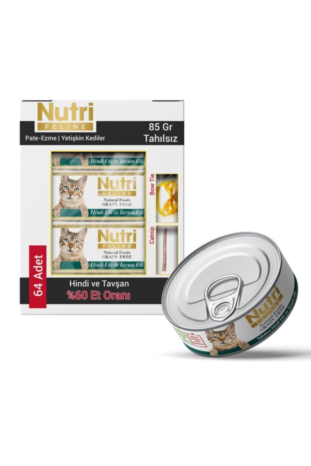 Nutri Feline Hindi Ve Tavşan Tahılsız Kedi Konservesi 64x85 gr