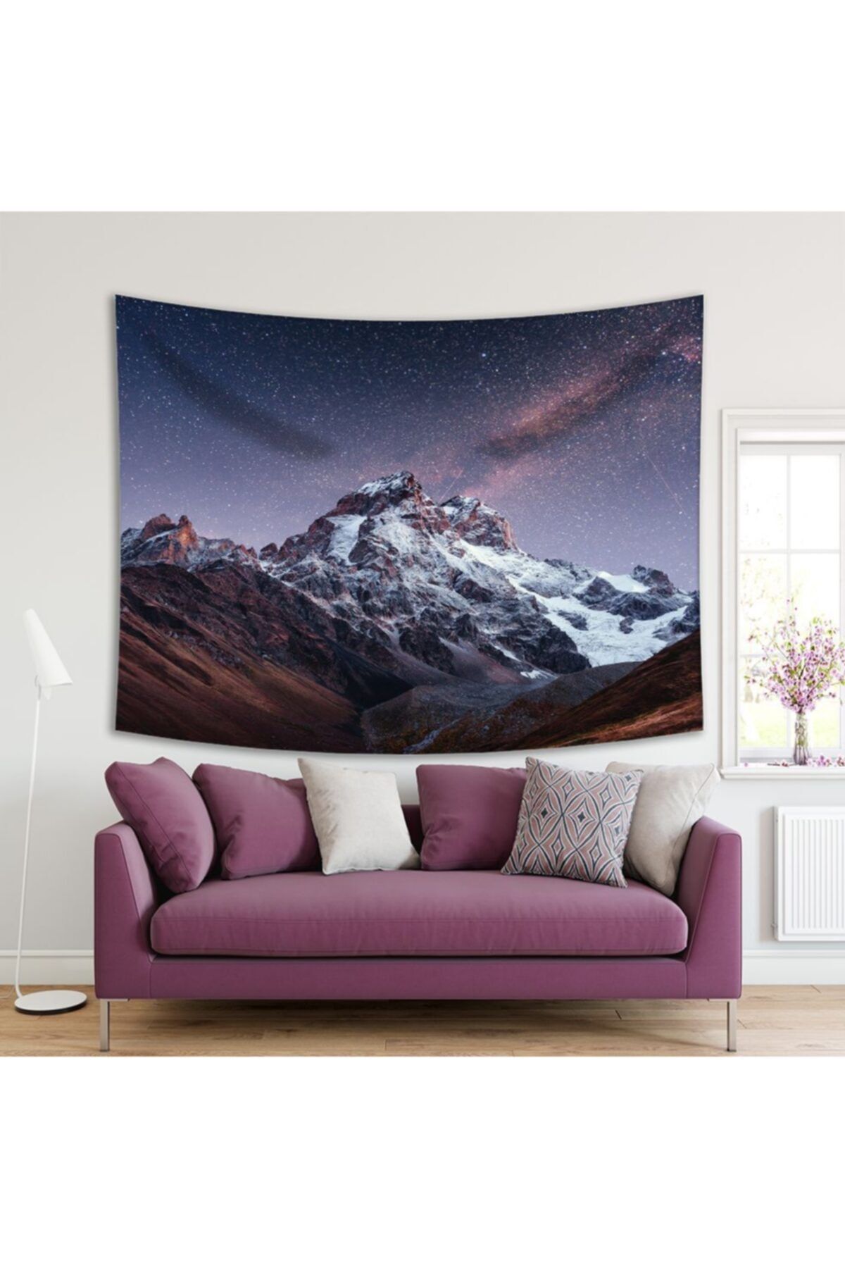Henge Home Baskılı Duvar Örtüsü Gökyüzü Yıldız Dağ Deseni