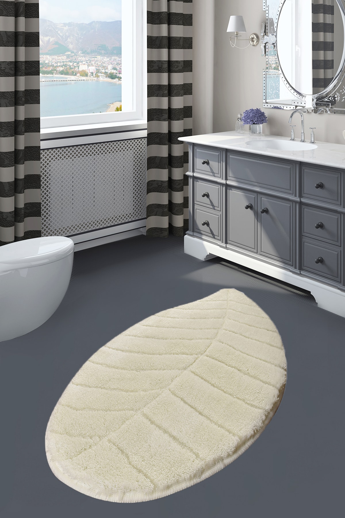Chilai Home Jungle Leaf Ekru Banyo Paspası  60x100 cm