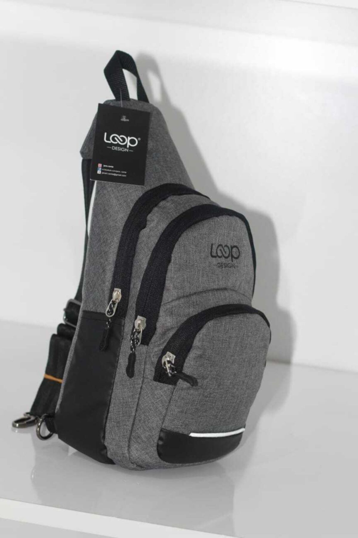 VUDİGO Unisex Gri Loop Bady Bag Çanta