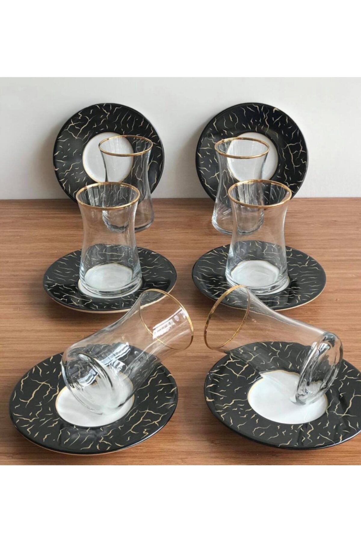 TERCİH Beyaz Siyah Çay Takımı
