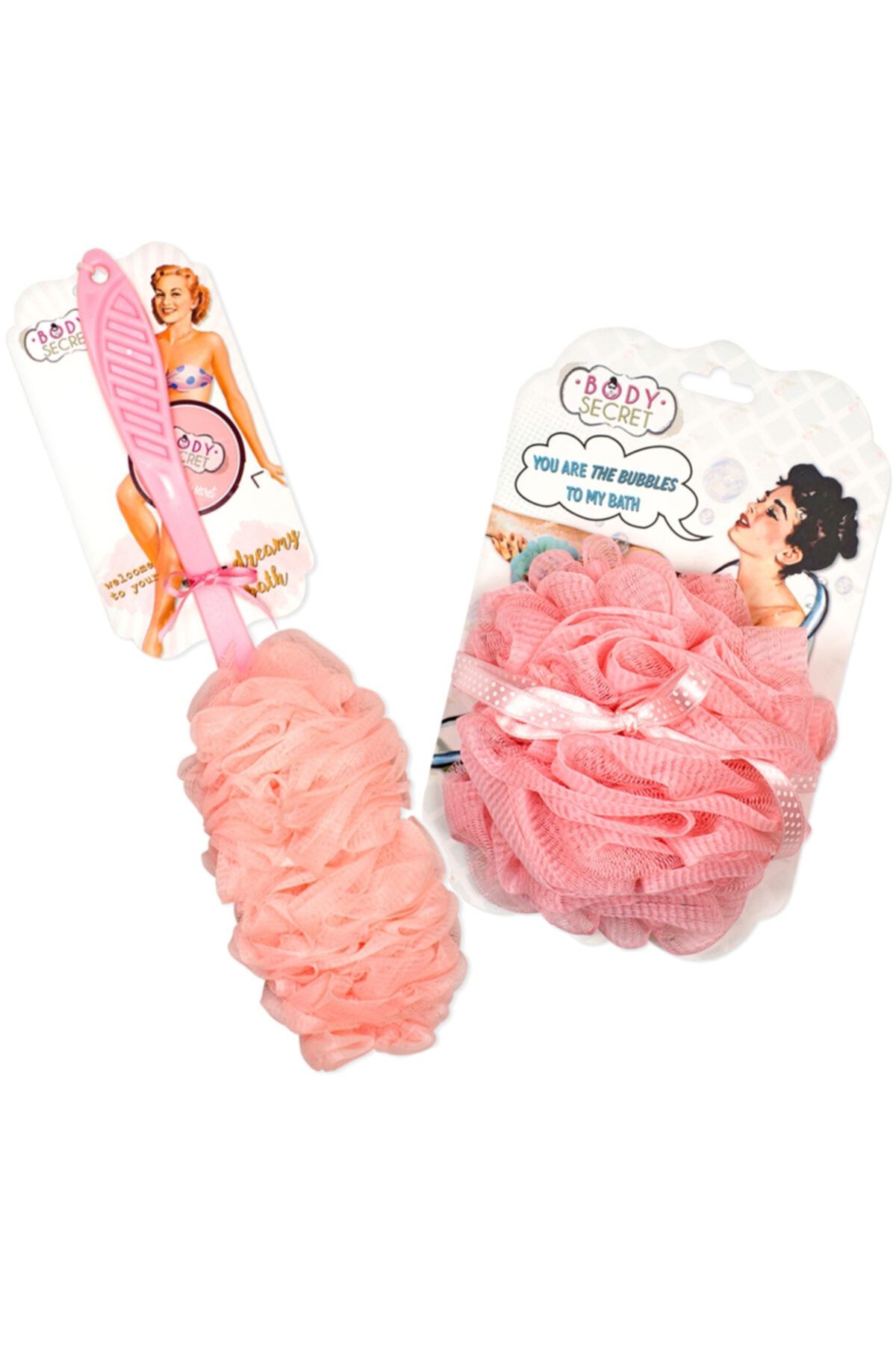 Bodysecret Saplı Banyo Lifi + Banyo Lifi Pembe Set