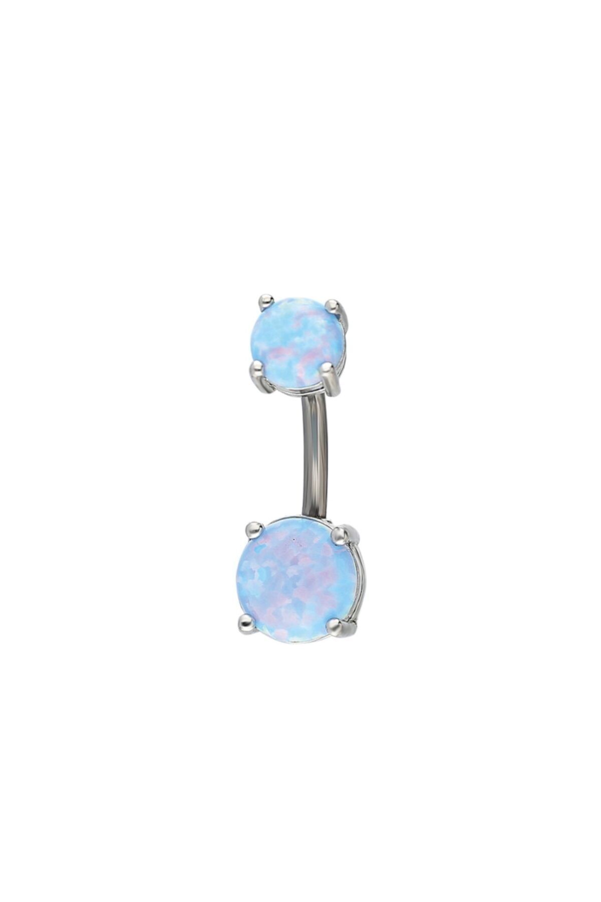 Chavin Orjinal Mavi Opal Taşlı Göbek Piercing Dt88mv