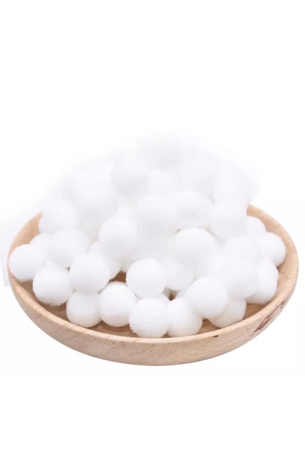 Yumuşakkeçe Beyaz Yumuşak Ponpon Peluş 100 Adet 2cm