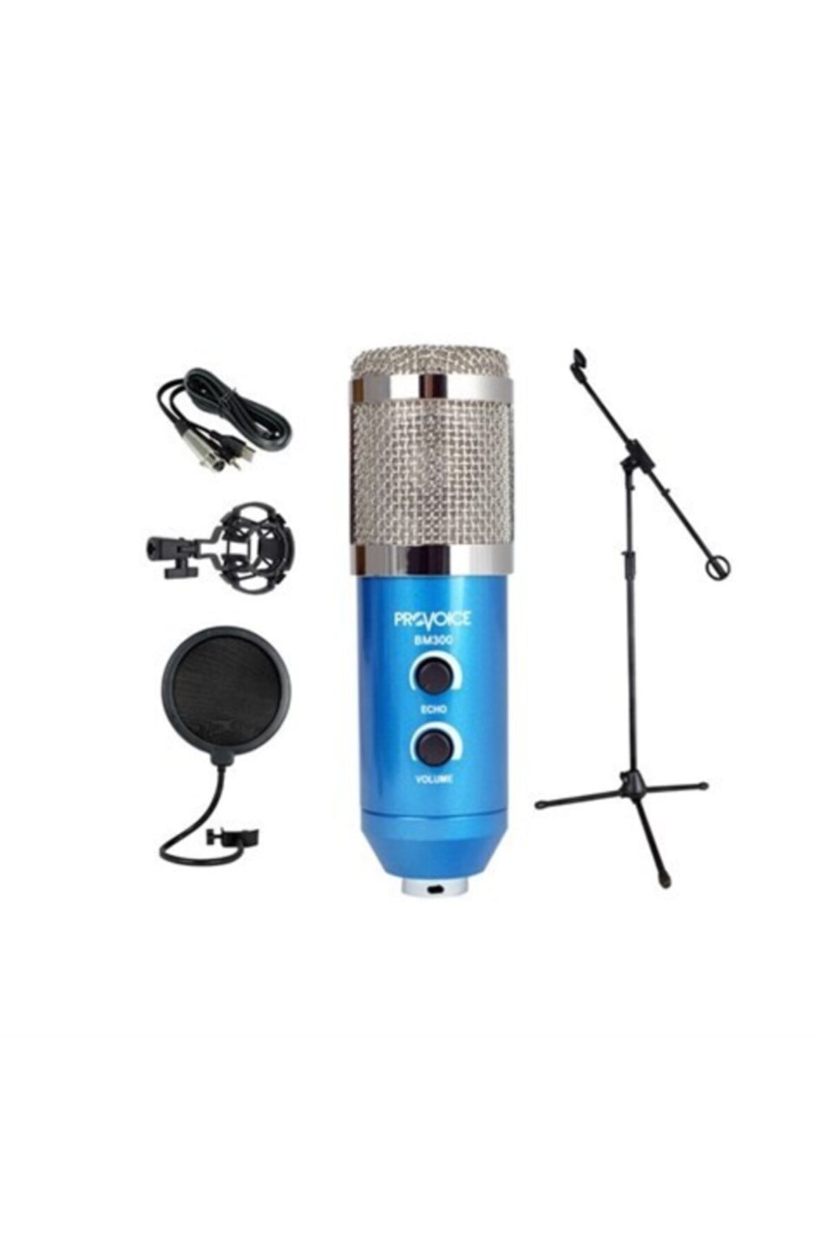 Provoice Bm-300 Kayıt Mikrofonu+ Stand+ Pop Fitre+ Shock Mount