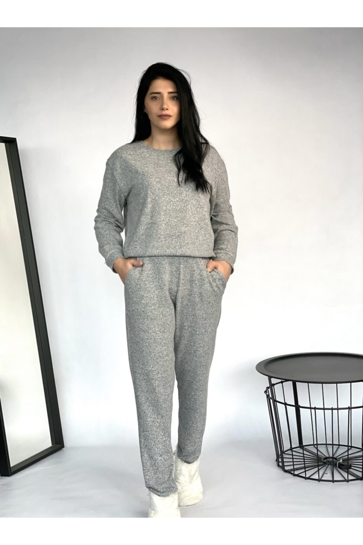 Black&Small Kadın Gri Melanj Yumoş Pijama Alt