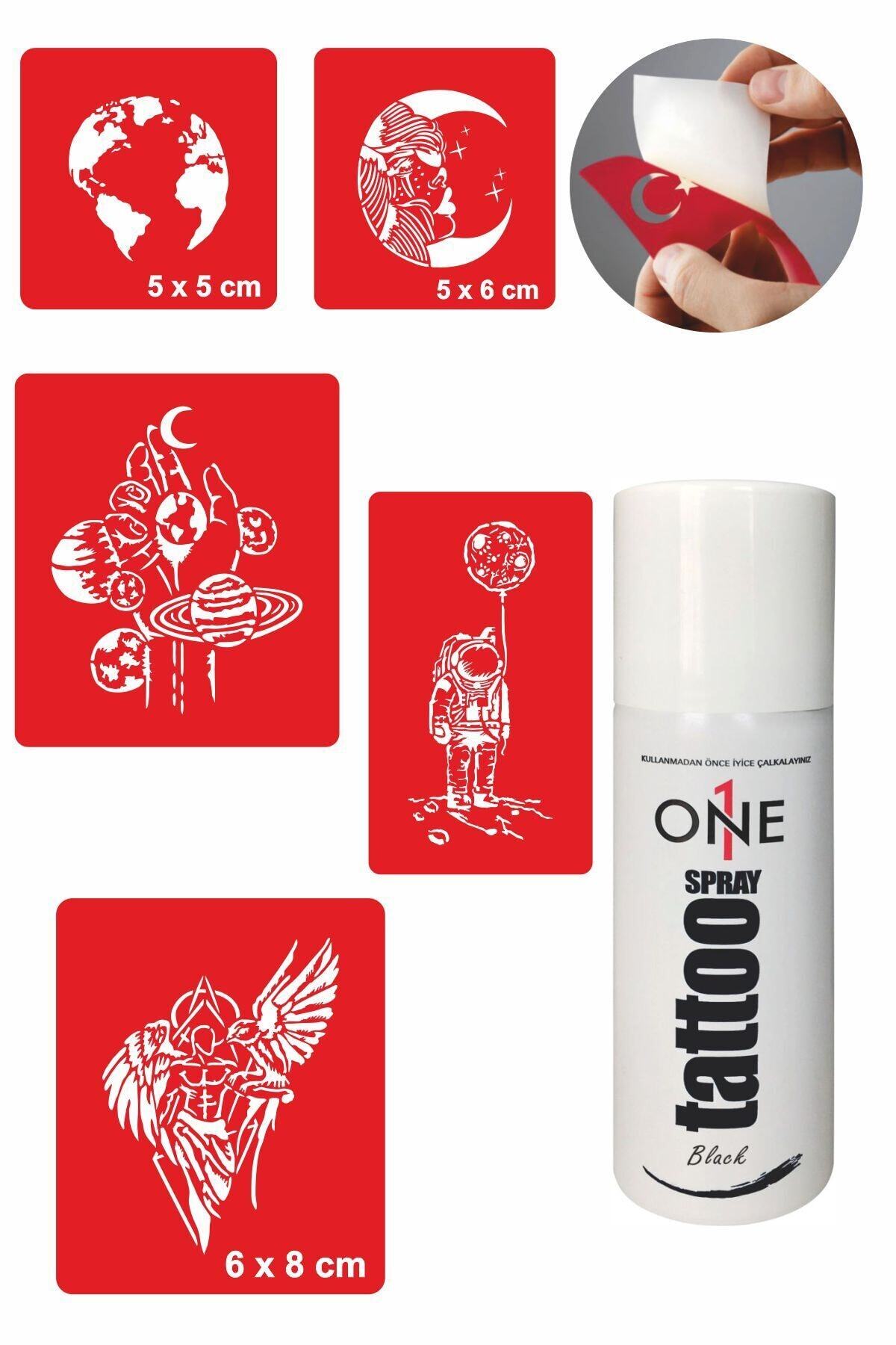 ONE SPRAY TATTOO Gezegenler Dövme Seti Siyah Sprey Ve 5 Desen 7711215