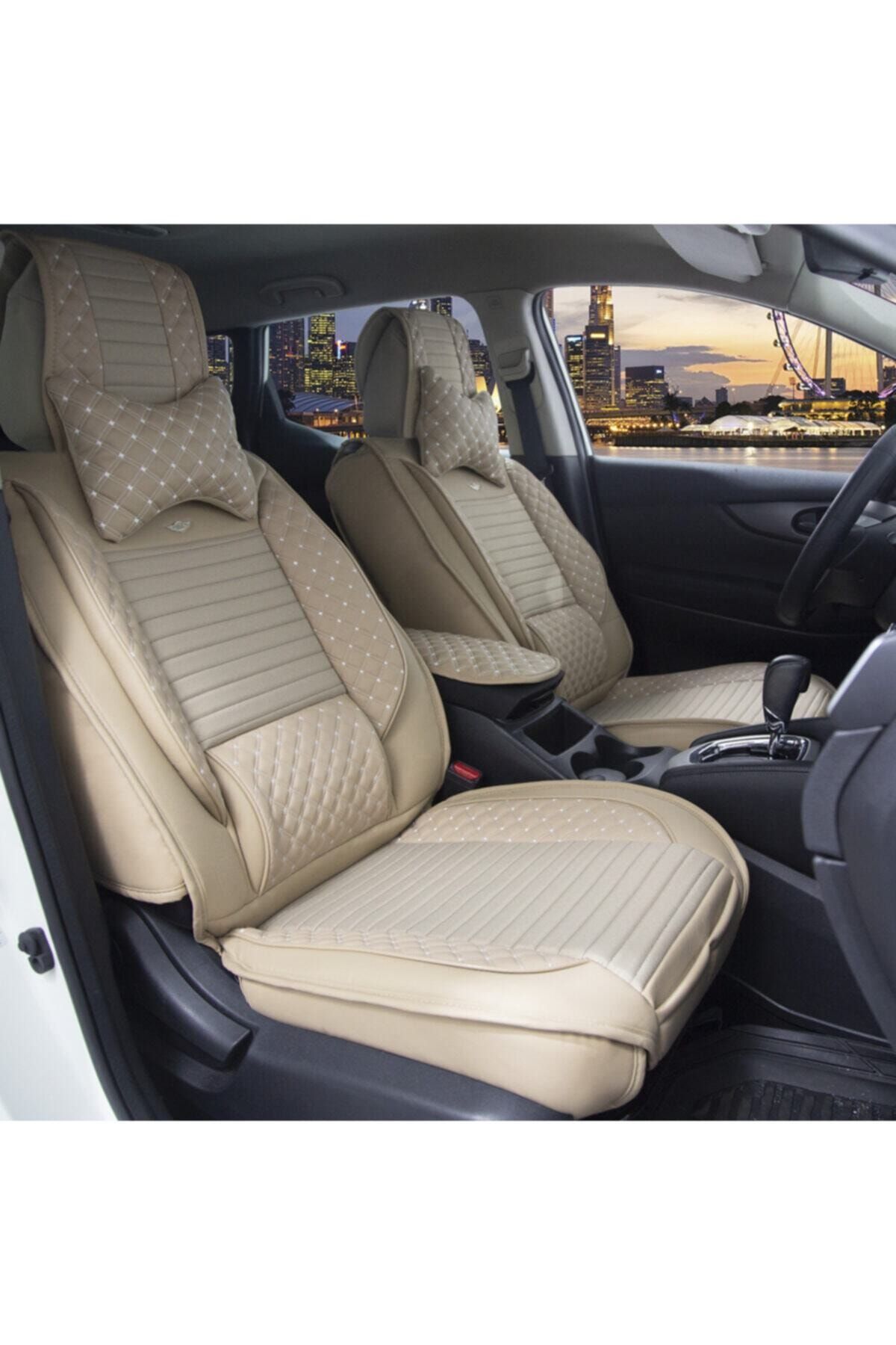 Stil Ford Fiesta Bej Ön Arka Set Deri Oto Koltuk Kılıfı