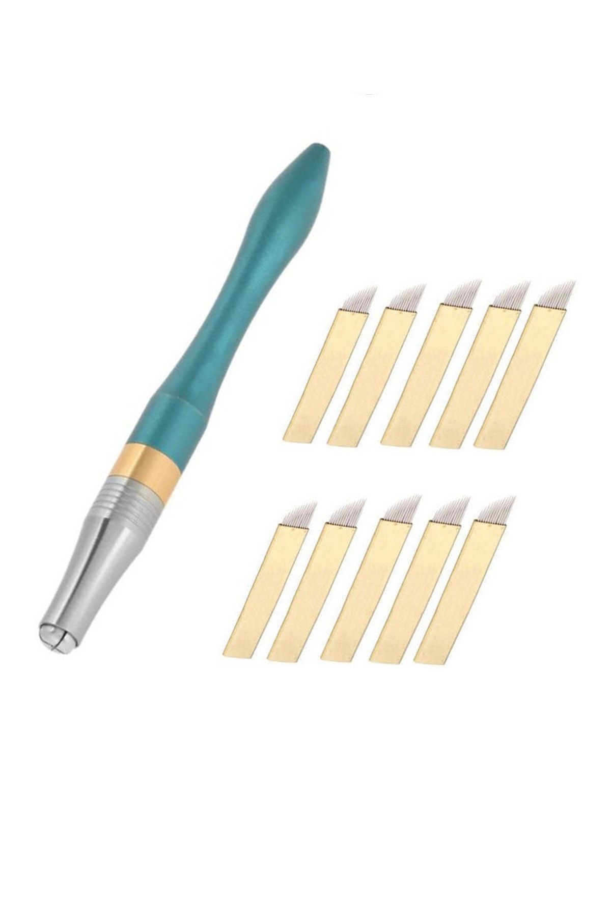 Lalvolin Microblading Seti Yeşil-gold Kalemi - 10 Iğnesi Ile Birlikte 7277850241861