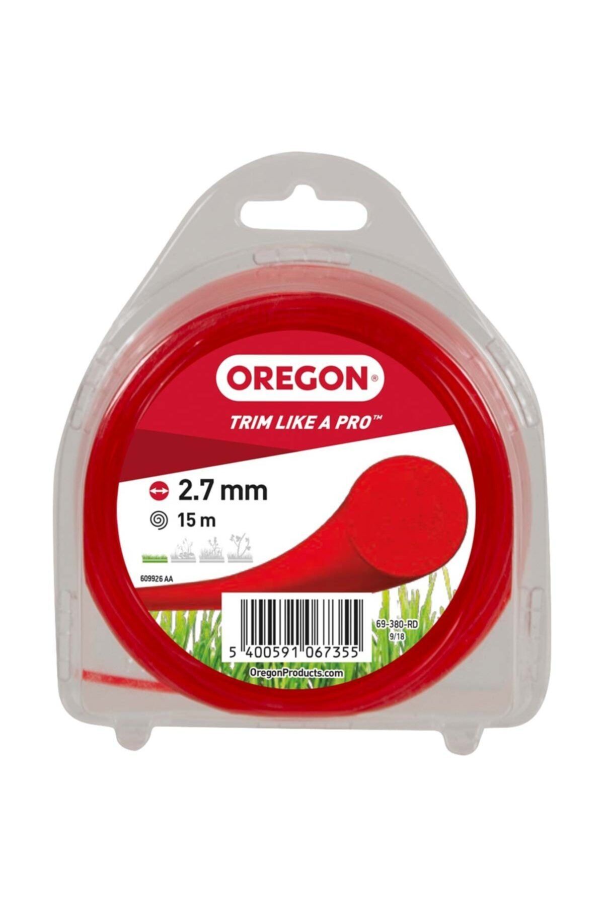 Oregon 69-380-rd Misina 2.7mm 15m Kırmızı Yuvarlak