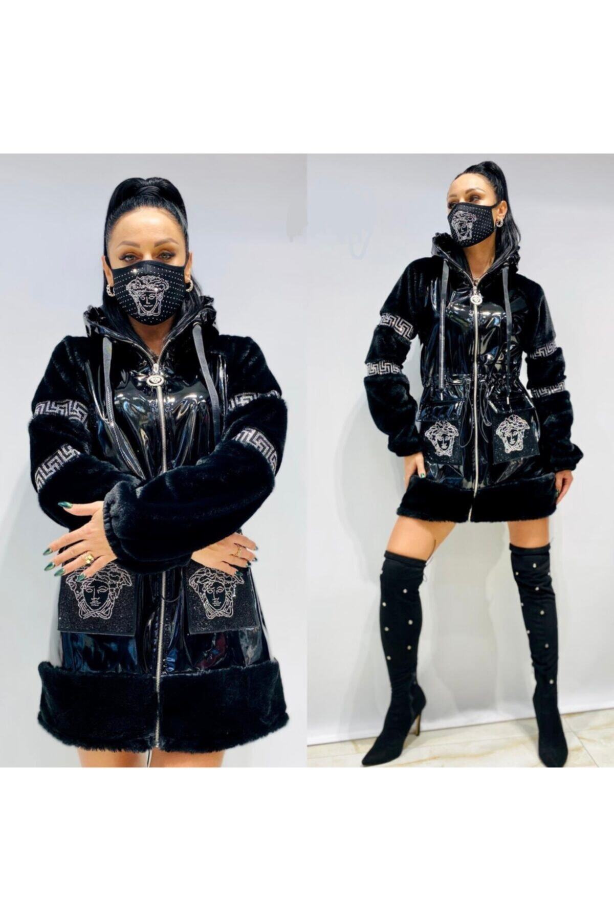 Deryam Collection Kadın Siyah Rugan Mont