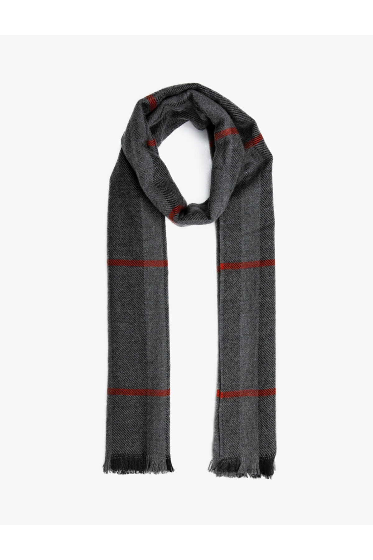 Koton Erkek Gri Çizgili Atki