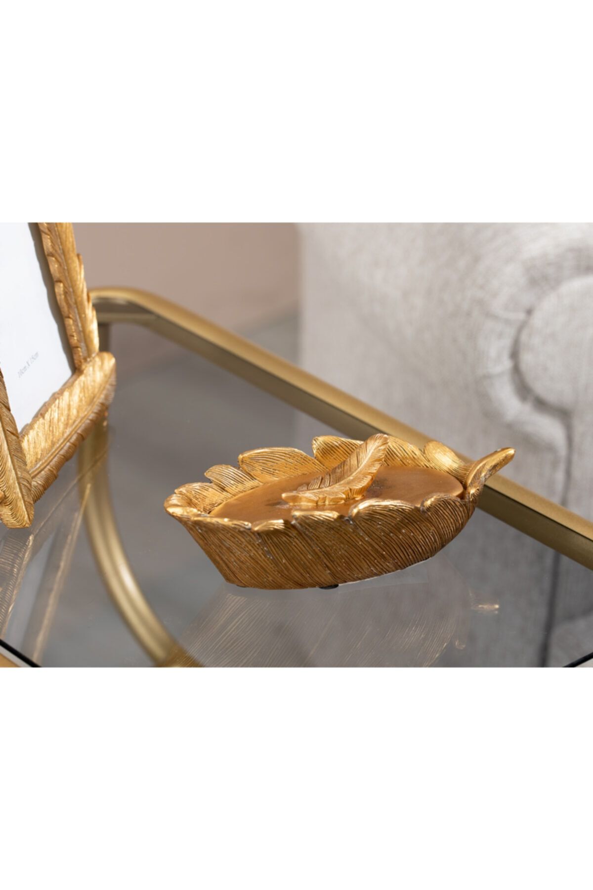 English Home Pure Fleur Dekoratif Kutu 17x8x5,3 Cm Gold