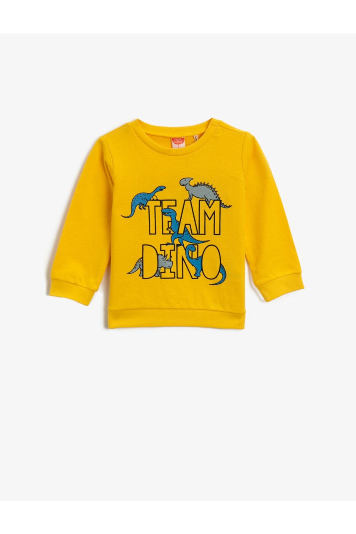 koton erkek bebek sari pamuklu baskili bisiklet yaka uzun kollu sweatshirt fiyati yorumlari trendyol