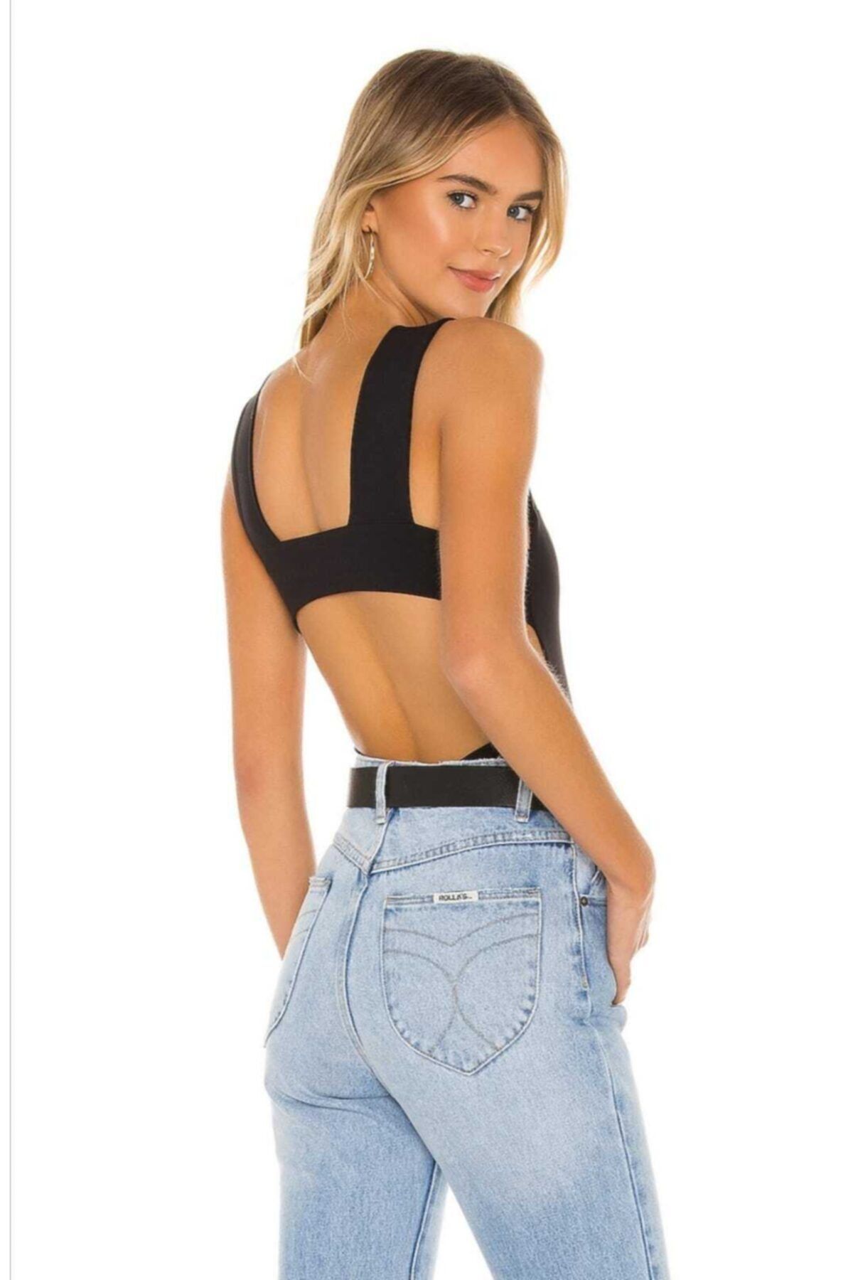 by eymen design Kadın Sırt Dekolteli Ipek Jarse Bodysuit