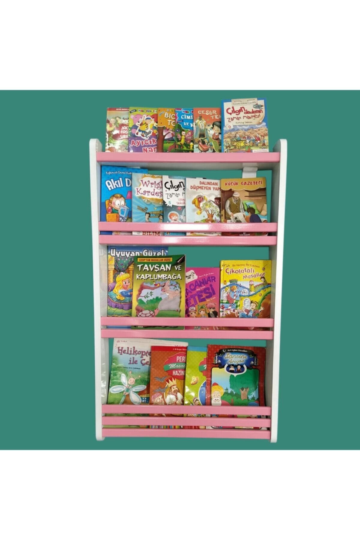 Mihenk Rüya Pembe Renk Montessori Kitaplık Mdf R3