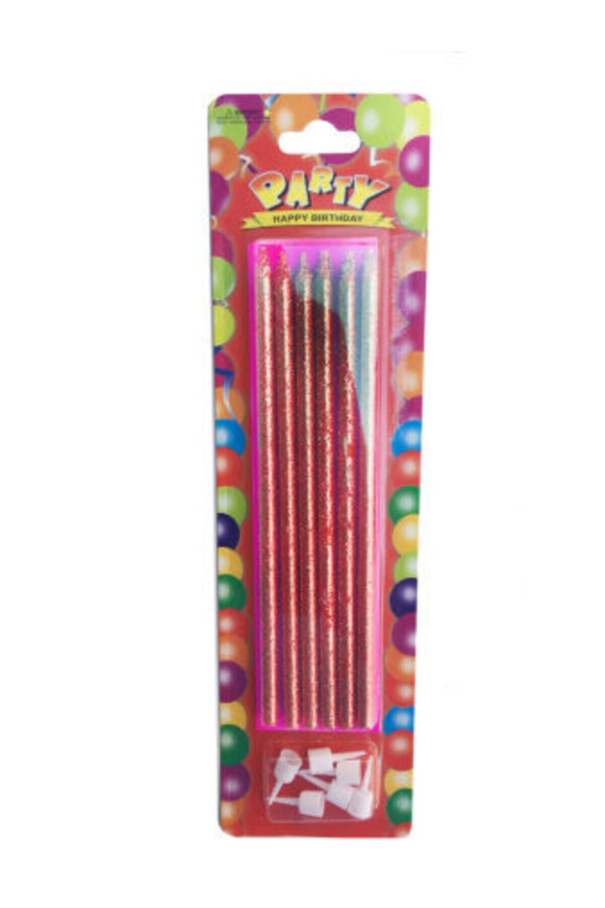 PartiVar Uzun Simli Mum Kırmızı 14 Cm