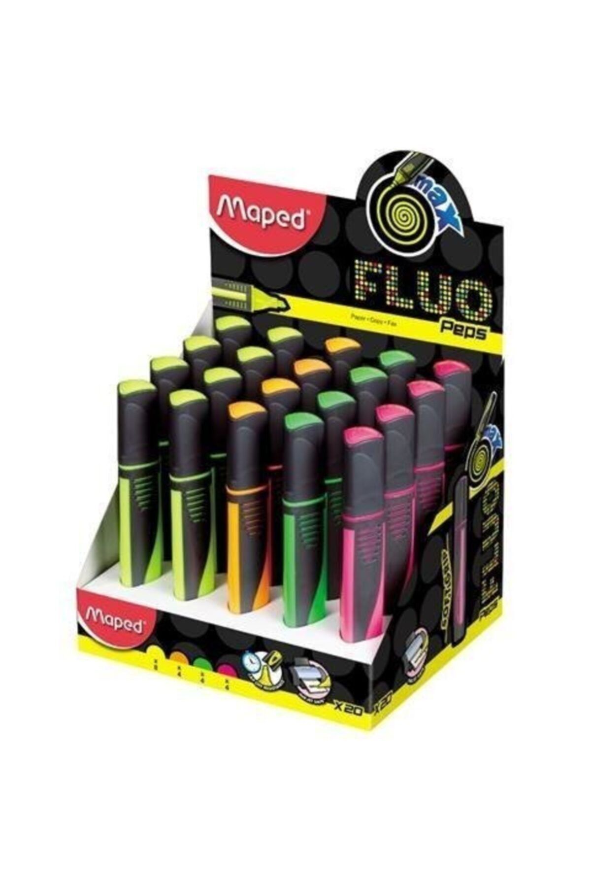 Maped 742937 Fosforlu Kalem Fluo Paps 4 Renk ( 20 Li Stand )