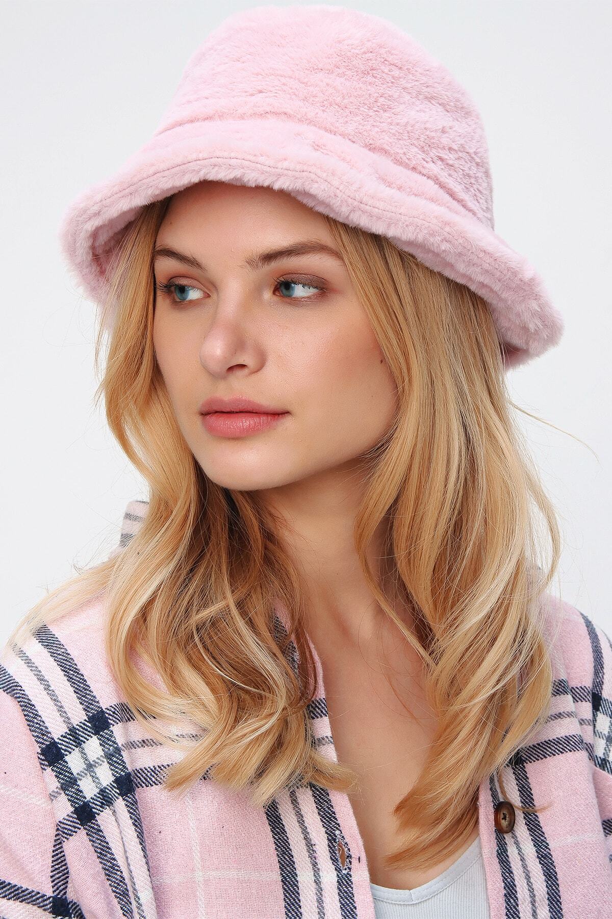 Trend Alaçatı Stili Kadın Pembe Bucket Şapka ALC-A2089