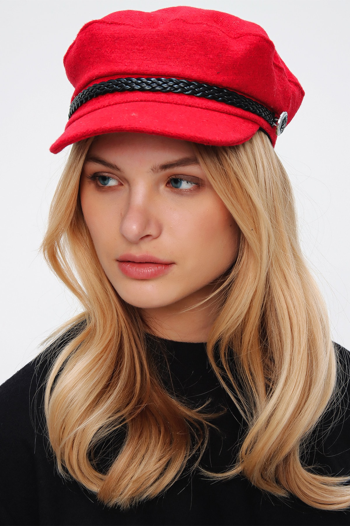 Trend Alaçatı Stili Kadın Kırmızı Kasket Şapka ALC-A2090