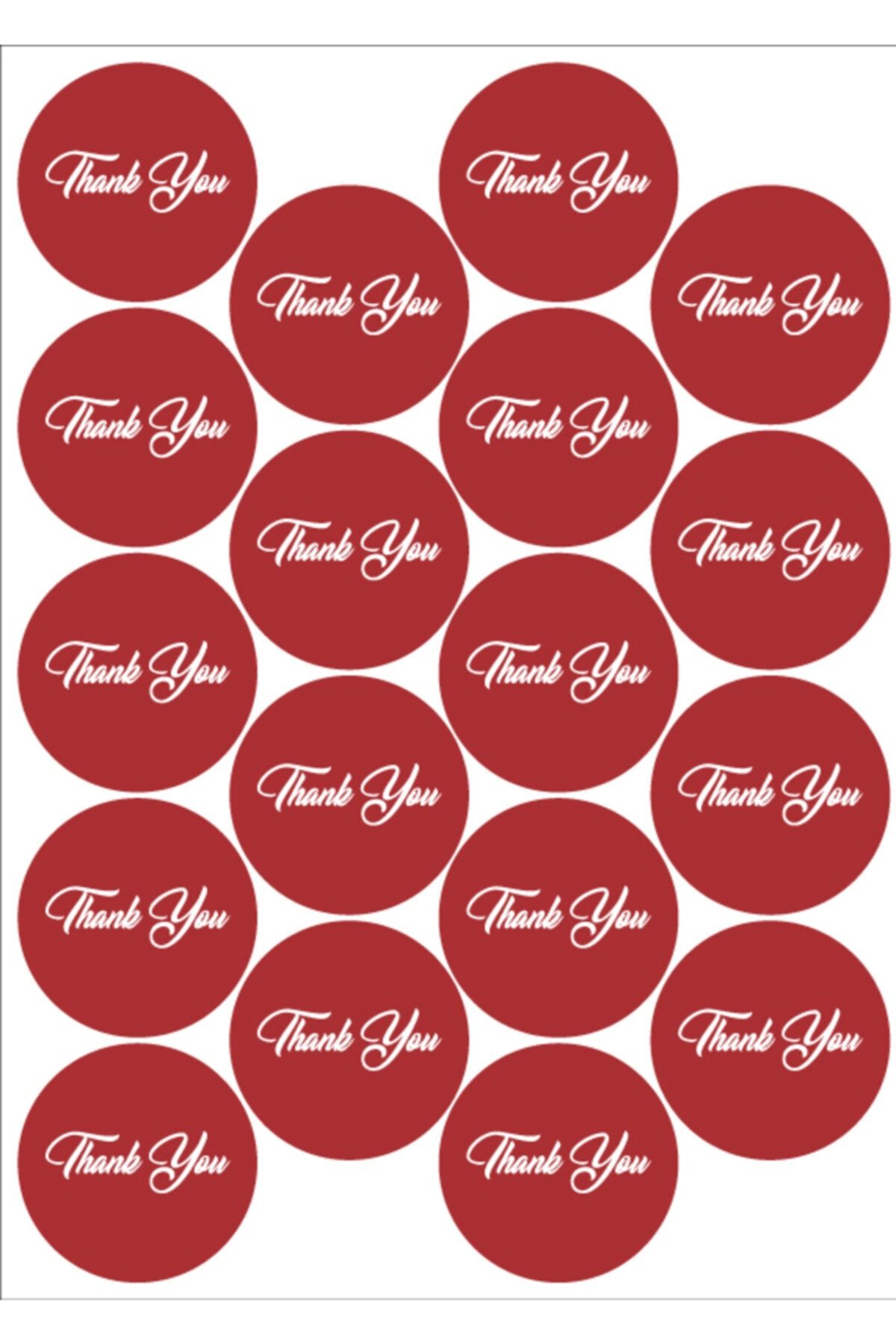 colortouch Bordo Thank You Etiket 72 Adet Sticker 4 Cm X 4 Cm