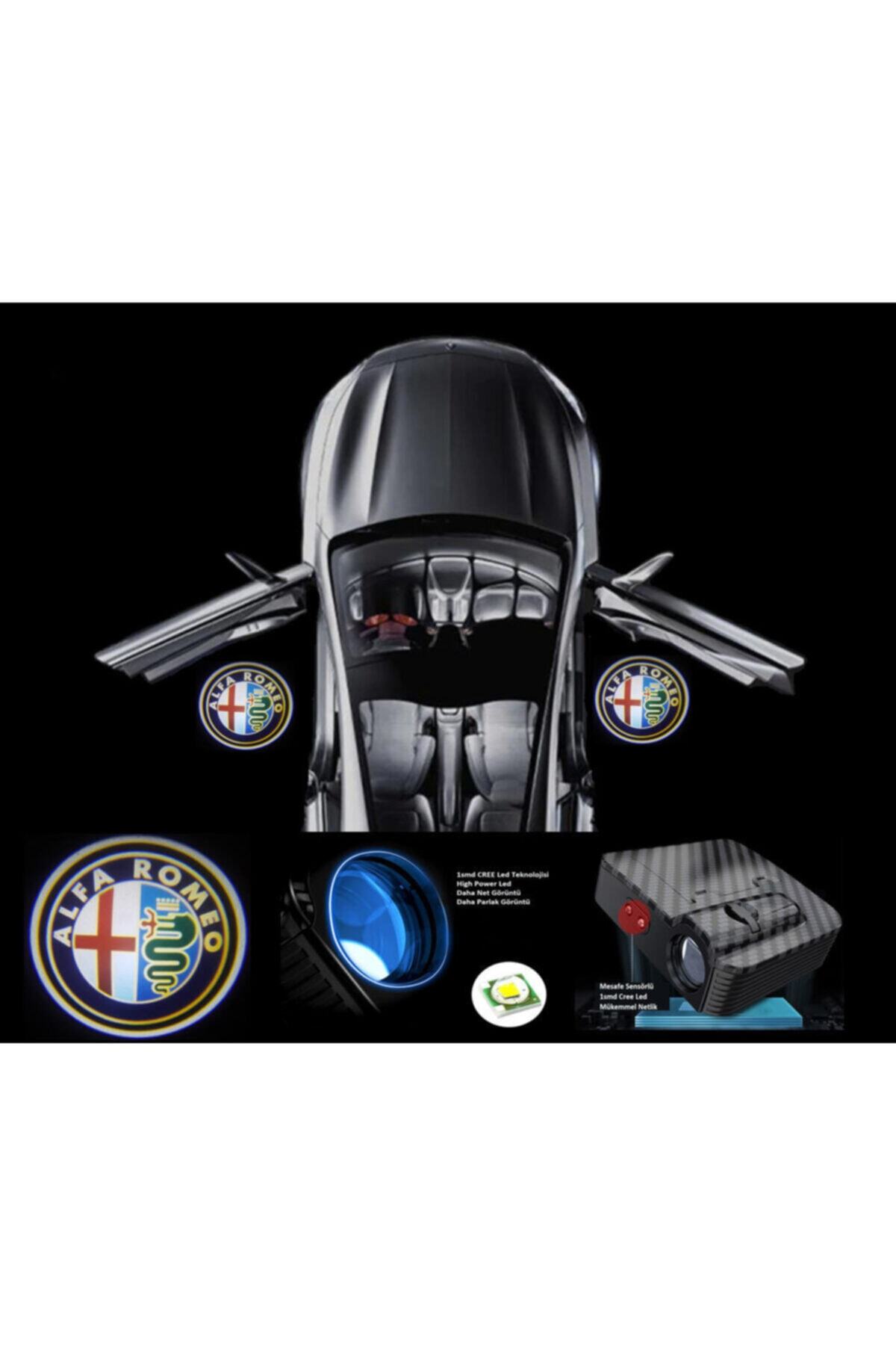 FEMEX Alfa Romeo Pilli Yapıştırmalı Karanlık Ve Mesafe Sensörlü Mıknatıssız Kapı Altı Led Logo (2 Adet)