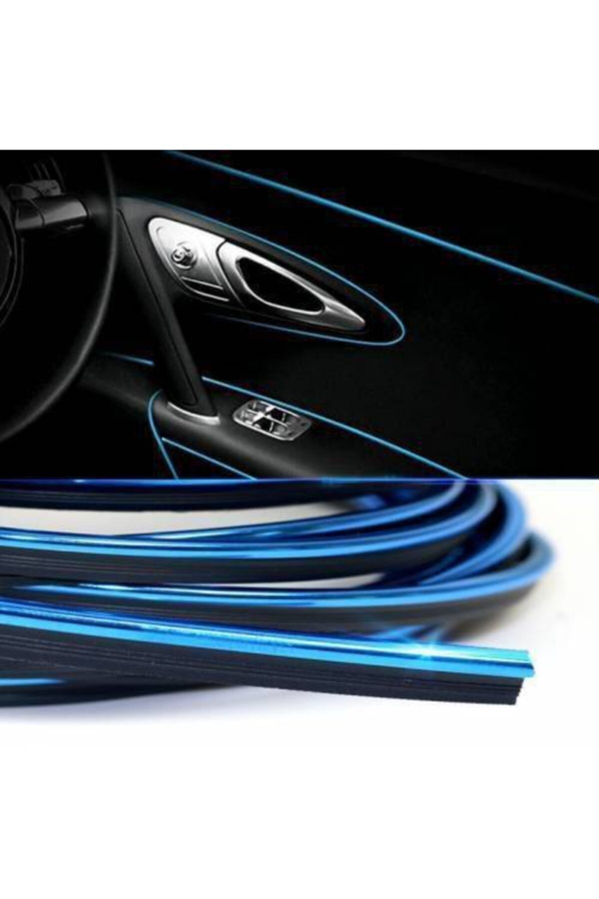 Unikum Fiat Linea Sonrası Araç Içi Nikelaj Mavi Torpido Ip Trim Fitili 2 Metre
