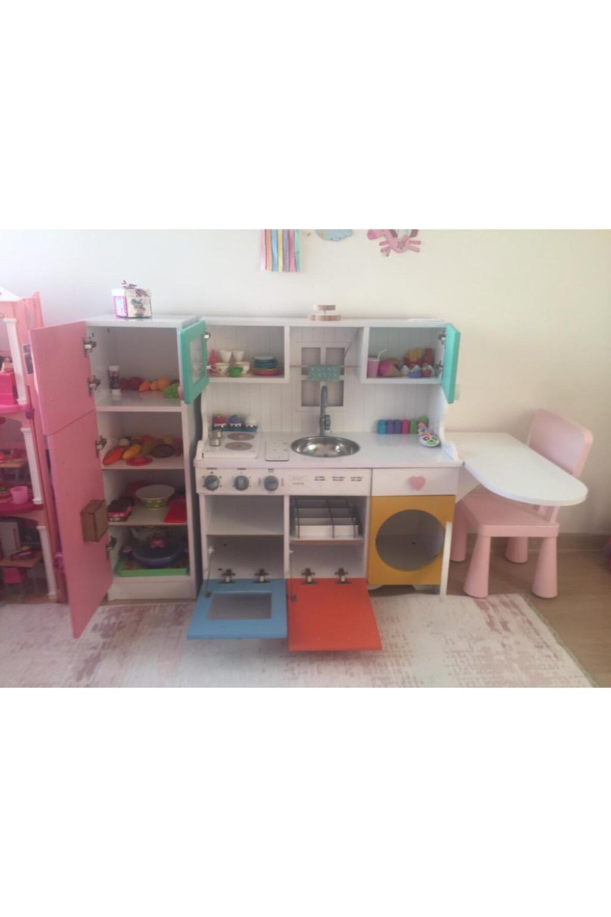 trendavm Ahşap Mutfak Oyuncak Led Işıklı Ve Işıklı Ocak