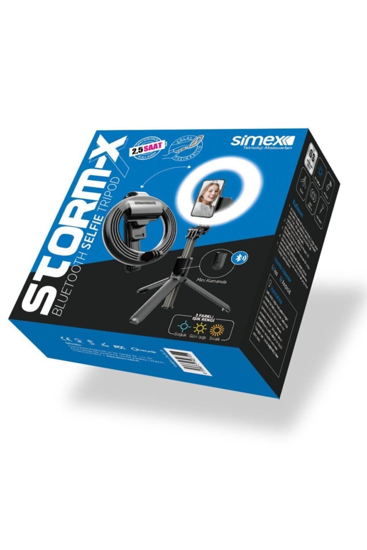 Simex Siyah Bluetoothlu Tripodlu Led Lambalı Selfie Sopası Plbs-01 Storm-x