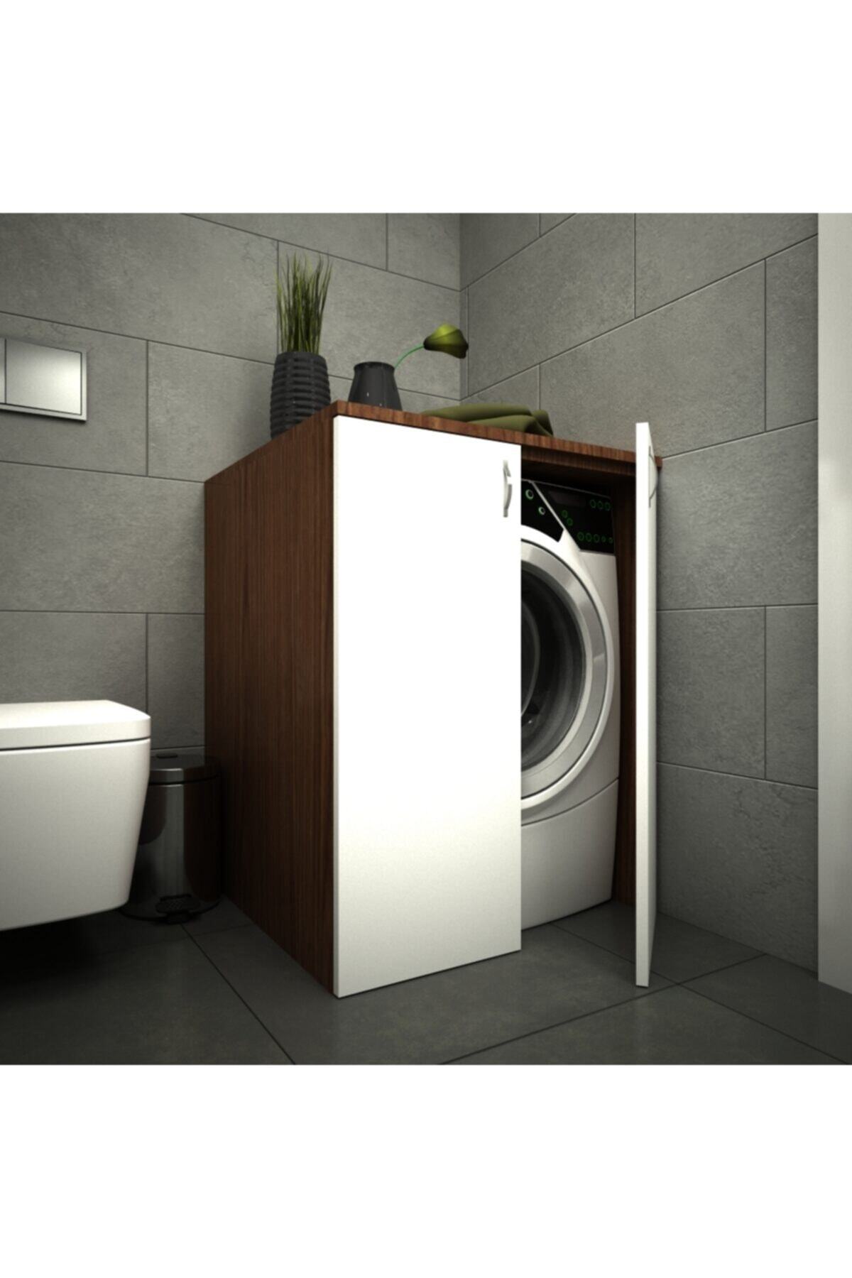 EraHome Mine Çamaşır Makinası Alt Dolabı Ceviz/beyaz