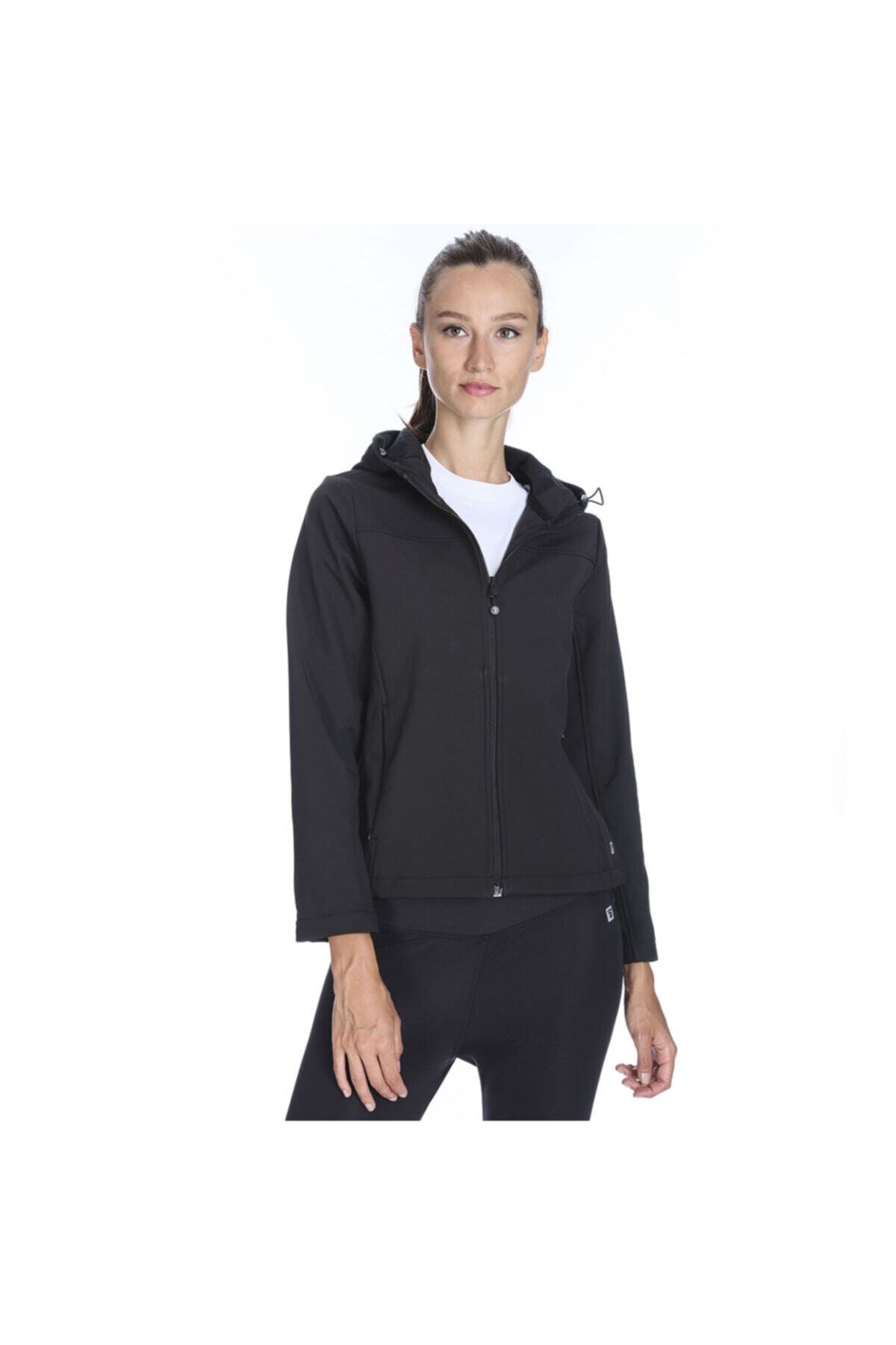 Sportive Kadın Siyah Kapüşonlu Outdoor Mont 710755-syh