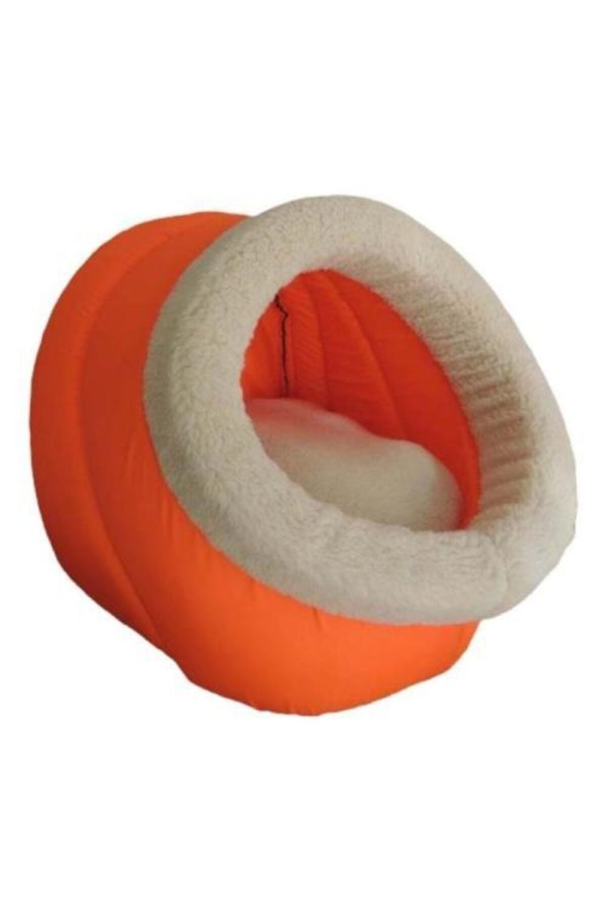 PetGross Polar Kedi Evi Ve Yatağı Mağara Yuvası Yıkanabilir Turuncu-beyaz 40x44x32