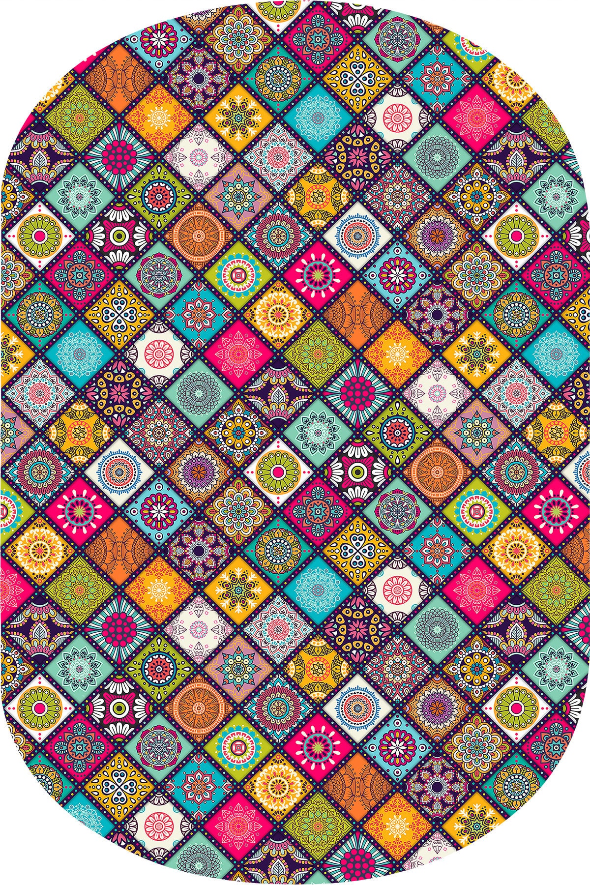 Resmiro Simetrik Baklava Desenli 2'li Banyo Paspası(50x60 Cm - 60x100 Cm) Brc1480