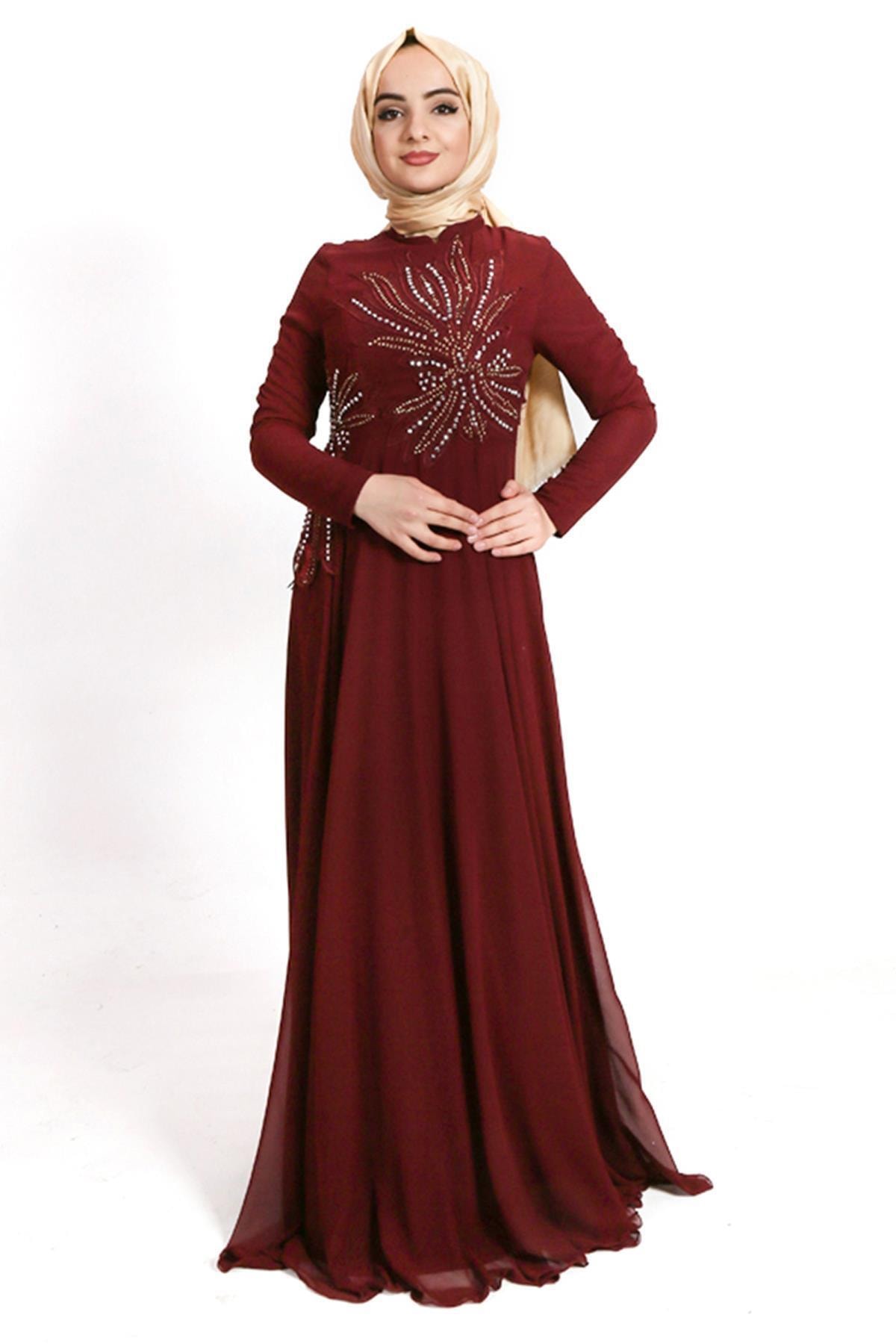 AbiyeSultan Bordo Renk Abiye