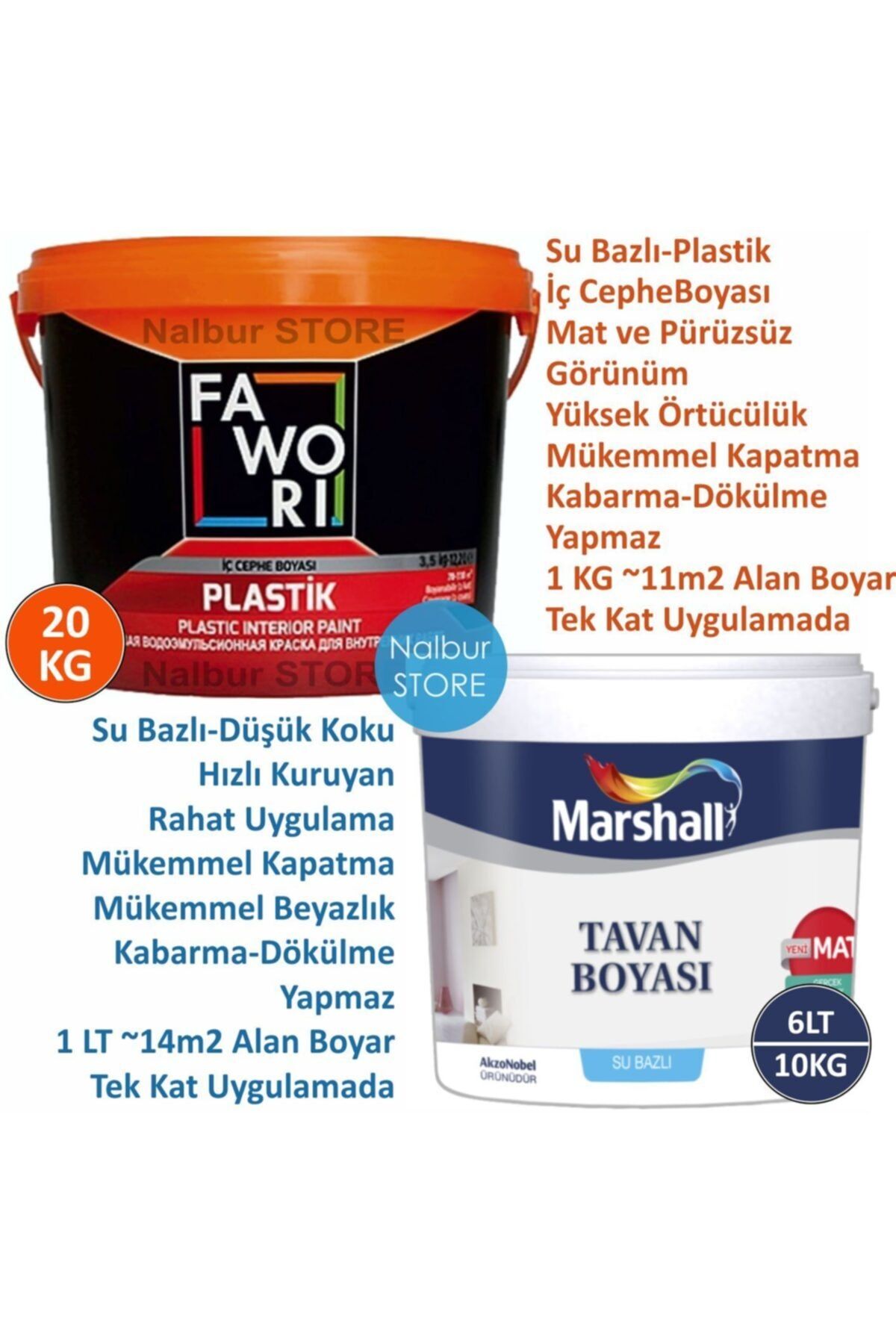fawori ic cephe boyasi boya su bazli 20kg mat ve puruzsuz gorunum marshall tavanboyasi 6lt 10kg fiyati yorumlari trendyol