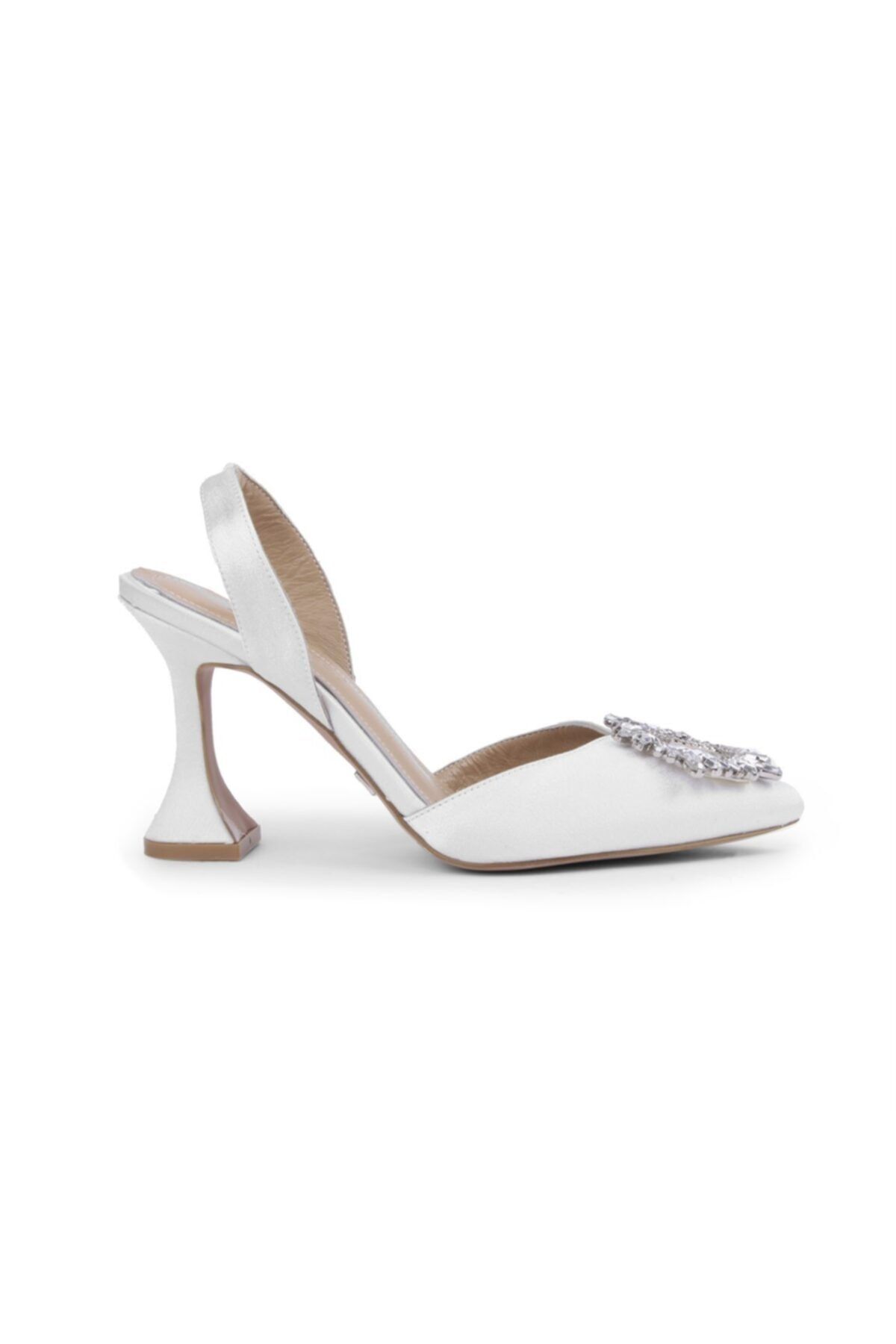 Jabotter Villanelle Beyaz Abraham Kumaş 8 Cm Stiletto