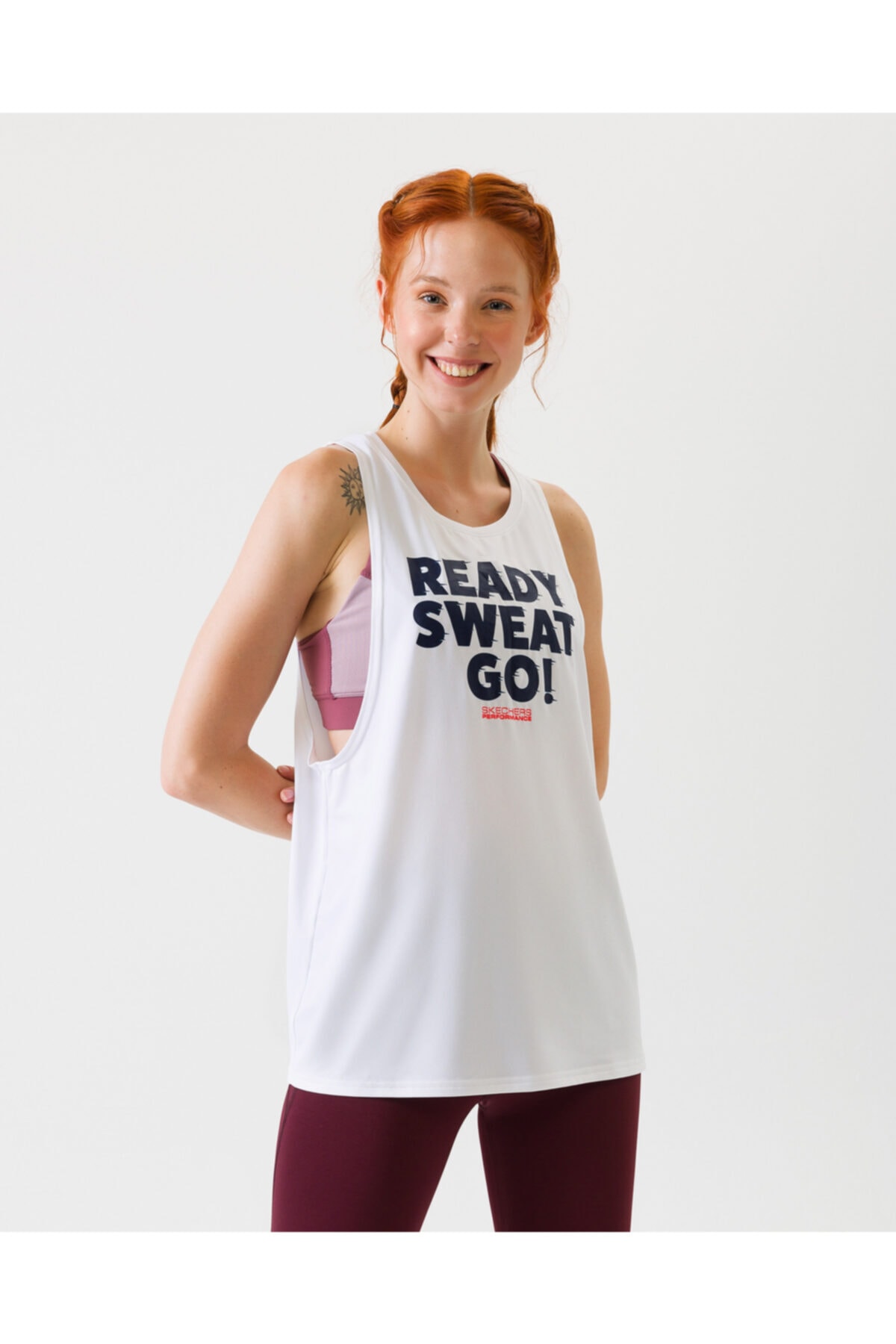 SKECHERS READY GO MUSCLE TEE Kadın Beyaz Atlet WTT15 WHT