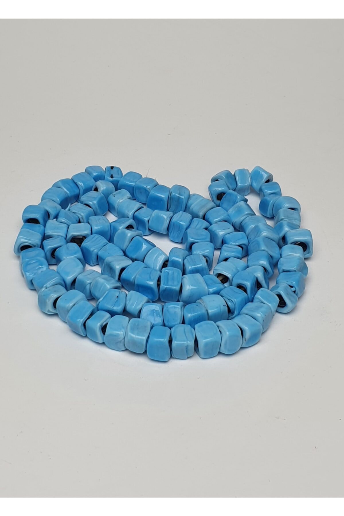 ÜNSALAN HOBİ Turkuaz Mavi El Yapımı Cam Makrome Boncuğu, Takı, Kolye, Bileklik, Dekorasyon Boncuğu 15 Adet