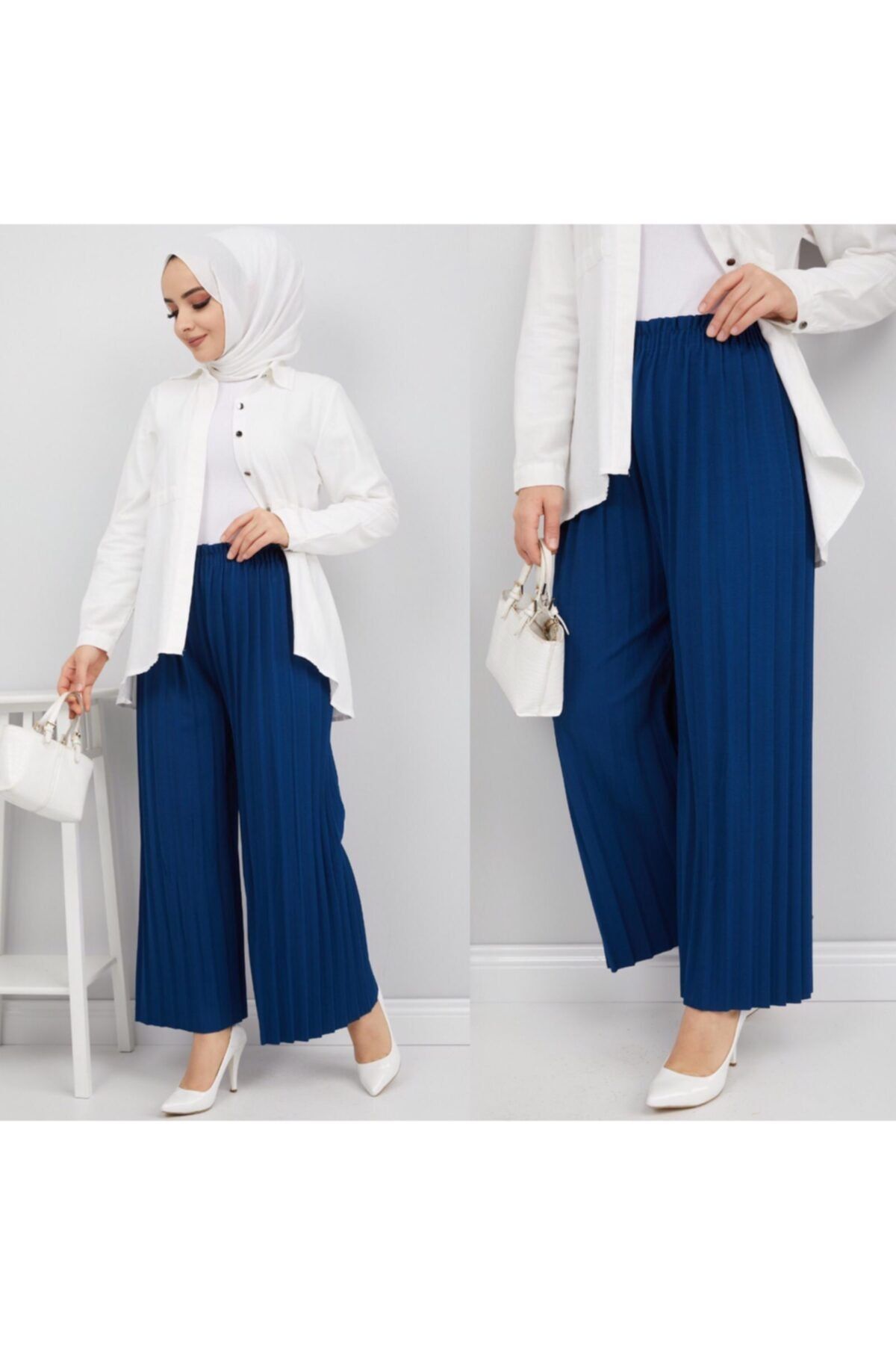 uczmoda Kadın Lacivert Pantalon Piliseli
