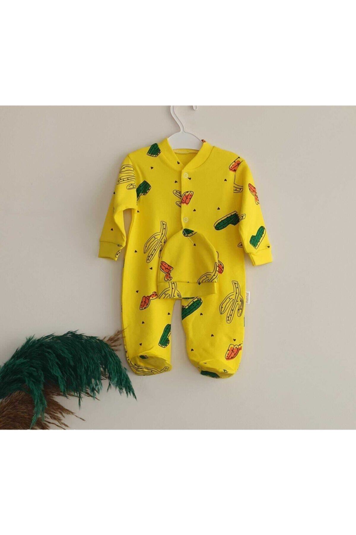 Nana Unisex Bebek Sarı Desenli Sevimli Tulum