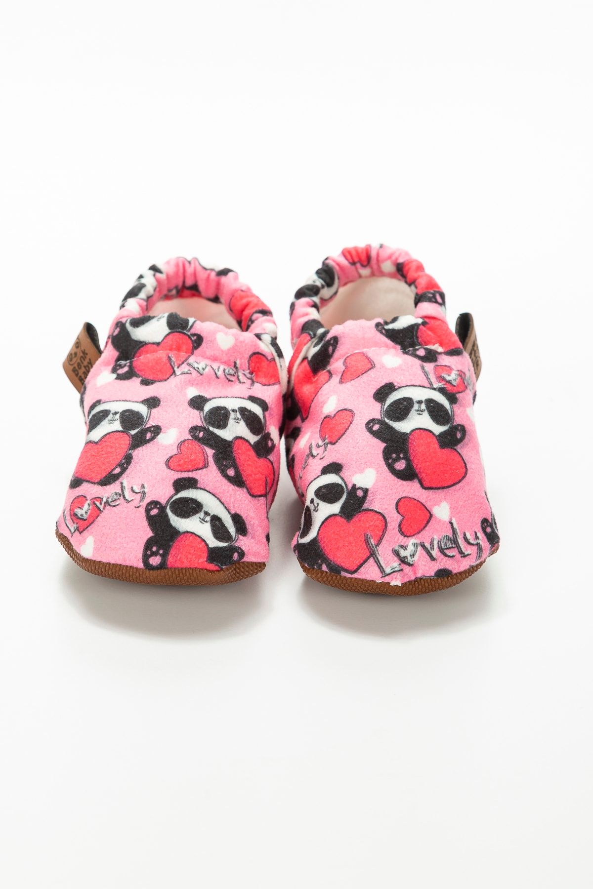 Benk Baby Kız Bebek Pembe Kalpli Panda Modeli Kaydırmaz Bebek Patiği