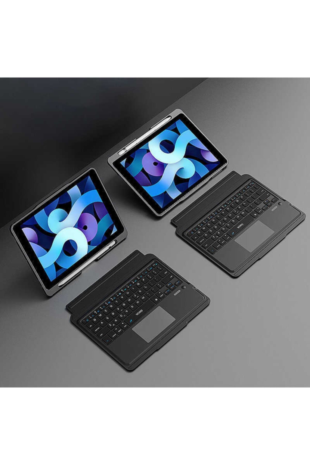 Cep prime Apple Ipad Air 4 10.9 2020 Wiwu Kablosuz Bluetooth Klavye Mouse Kılıf Lisanslı Kalem Bölmeli Kapak